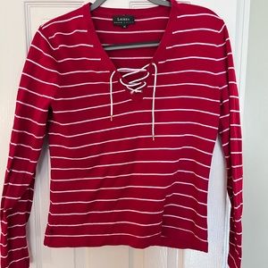 Ralph Lauren Red and white-striped sweater
